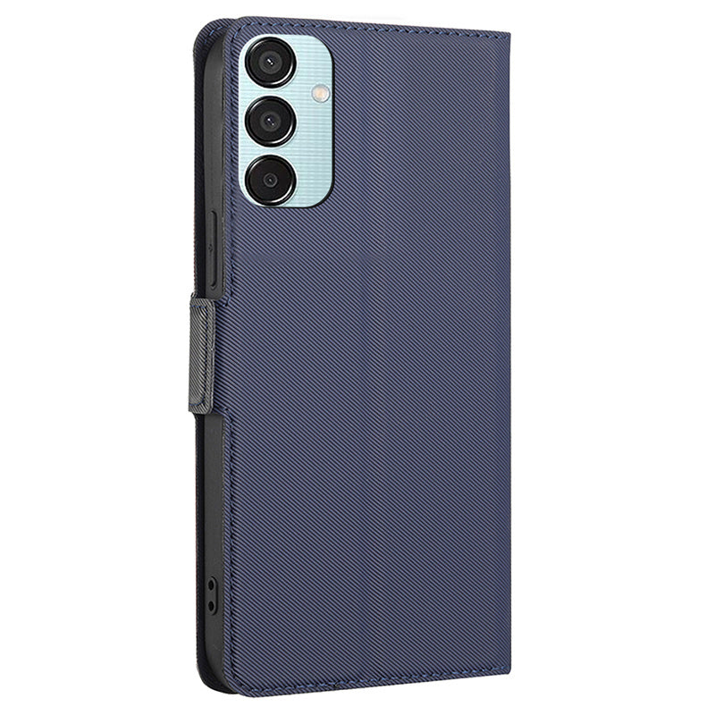 For Samsung Galaxy M15 5G Case PU Leather Phone Shell Twill Texture Card Slots Cover - Blue