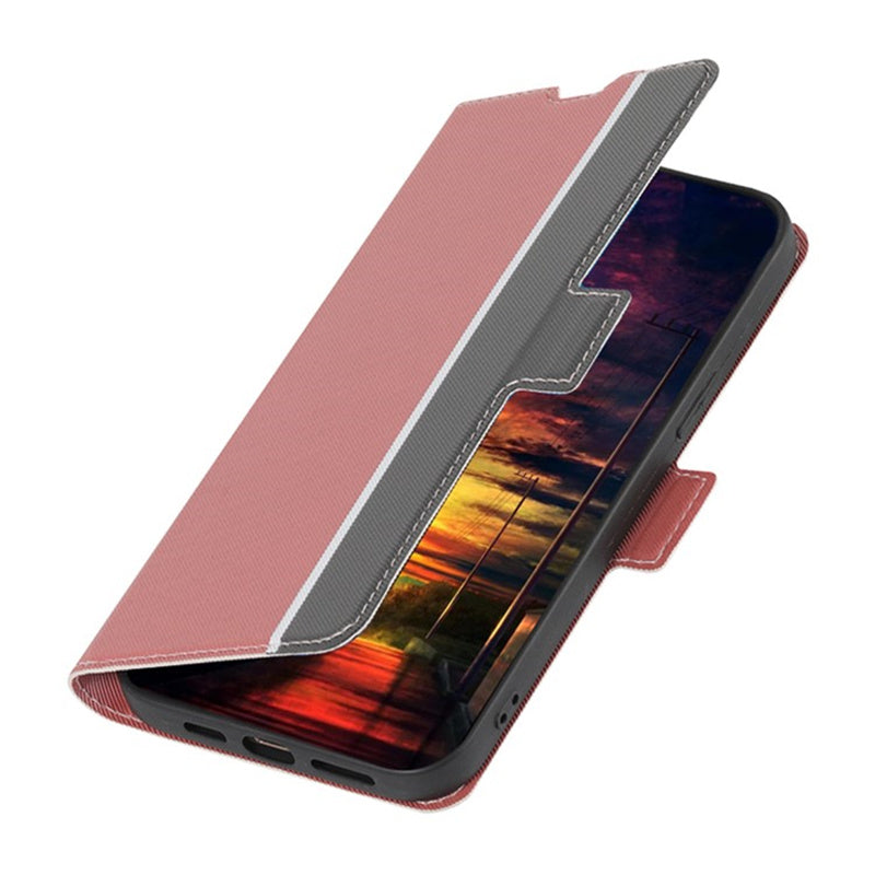 For Samsung Galaxy M15 5G Case PU Leather Phone Shell Twill Texture Card Slots Cover - Pink