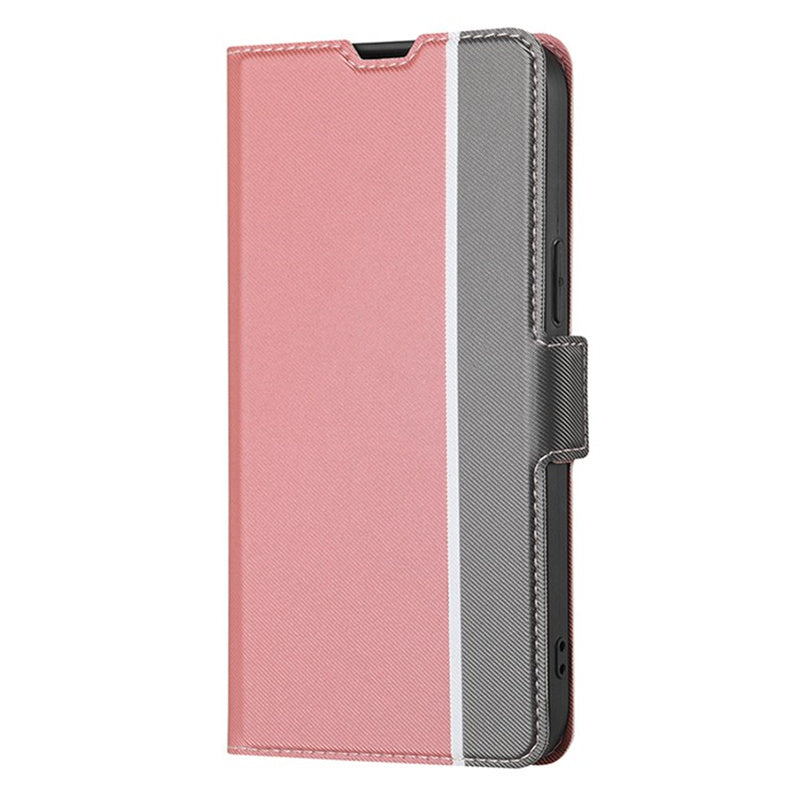 For Samsung Galaxy M15 5G Case PU Leather Phone Shell Twill Texture Card Slots Cover - Pink