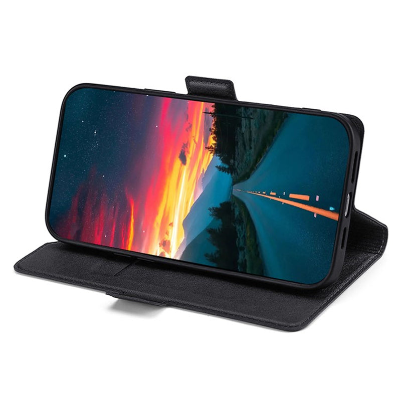 For Samsung Galaxy M15 5G Phone Case Side Magnetic Clasp Wallet Leather Cover - Black