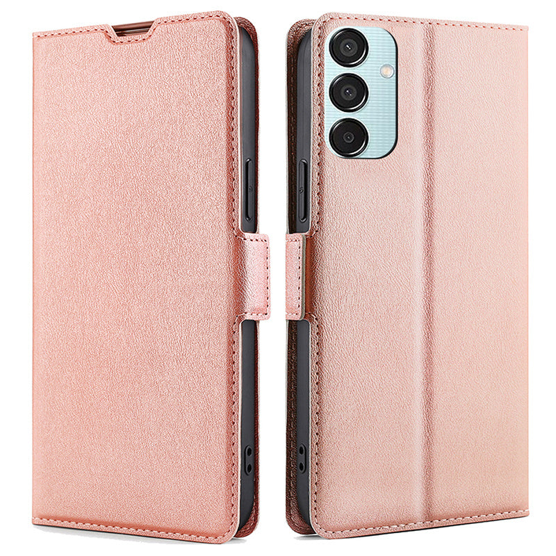 For Samsung Galaxy M15 5G Phone Case Side Magnetic Clasp Wallet Leather Cover - Rose Gold