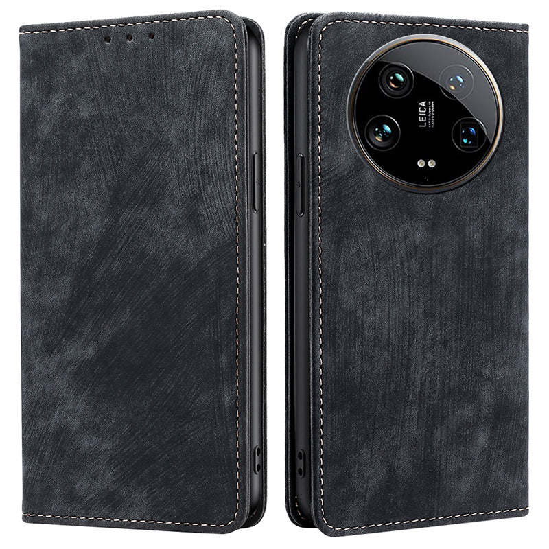For Xiaomi 14 Ultra Case RFID Blocking PU Leather Wallet Flip Phone Cover - Black