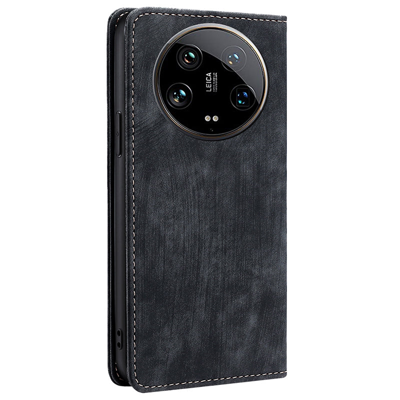 For Xiaomi 14 Ultra Case RFID Blocking PU Leather Wallet Flip Phone Cover - Black