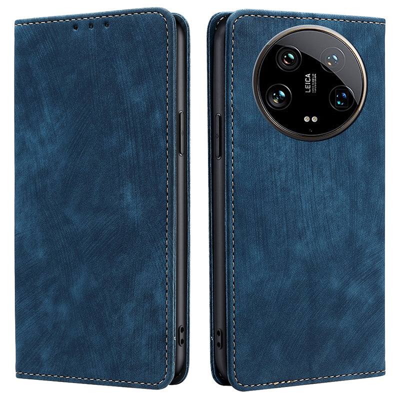For Xiaomi 14 Ultra Case RFID Blocking PU Leather Wallet Flip Phone Cover - Blue