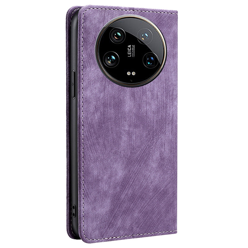 For Xiaomi 14 Ultra Case RFID Blocking PU Leather Wallet Flip Phone Cover - Purple