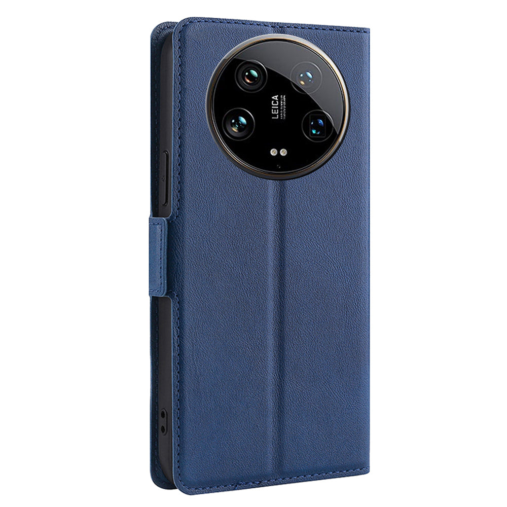 For Xiaomi 14 Ultra Case PU Leather Cover Side Magnetic Clasp Design - Blue