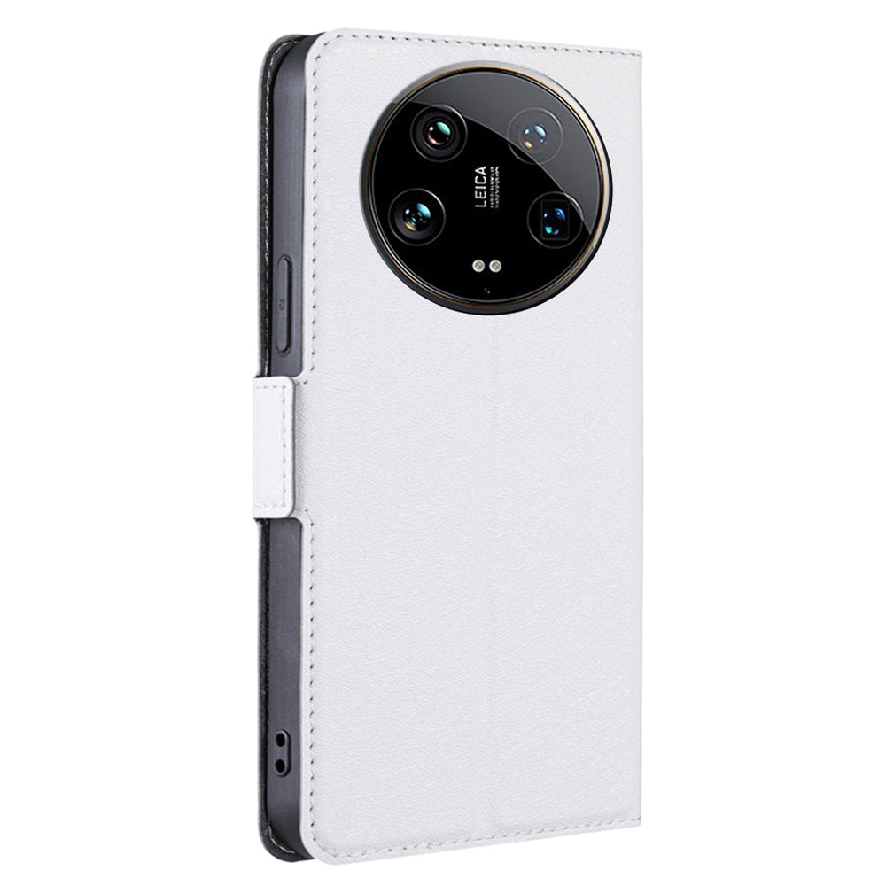 For Xiaomi 14 Ultra Case PU Leather Cover Side Magnetic Clasp Design - White