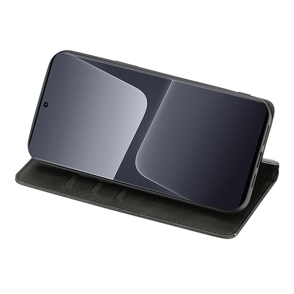 For Xiaomi Civi 4 Pro 5G Case Magnetic Auto-absorbed Leather Wallet Phone Cover - Black