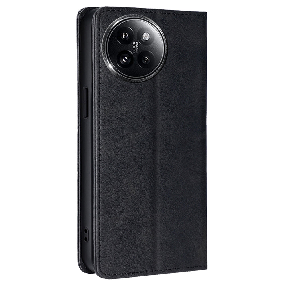 For Xiaomi Civi 4 Pro 5G Case Magnetic Auto-absorbed Leather Wallet Phone Cover - Black