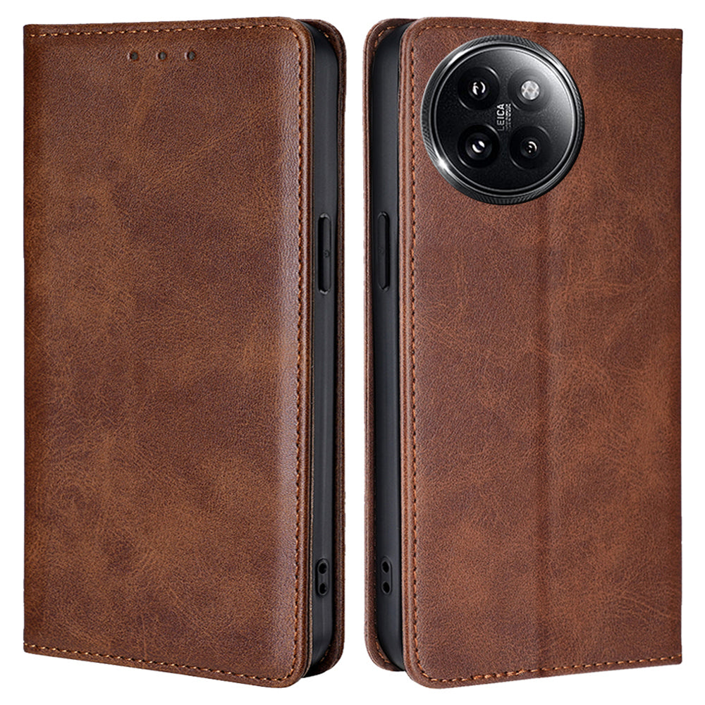 For Xiaomi Civi 4 Pro 5G Case Magnetic Auto-absorbed Leather Wallet Phone Cover - Brown