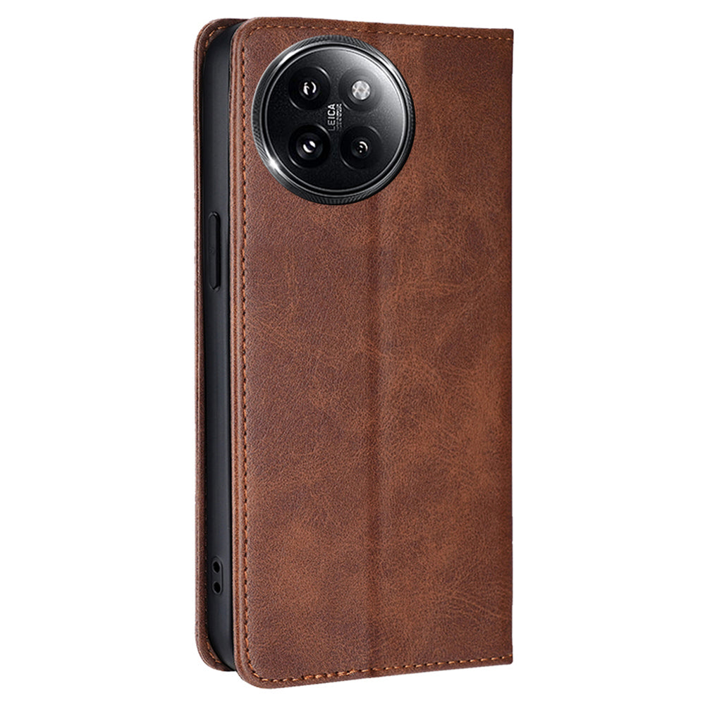 For Xiaomi Civi 4 Pro 5G Case Magnetic Auto-absorbed Leather Wallet Phone Cover - Brown