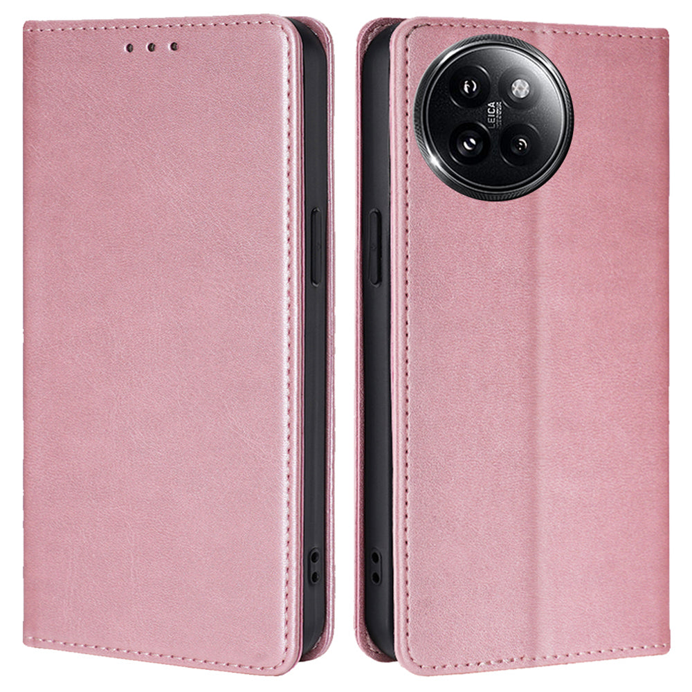 For Xiaomi Civi 4 Pro 5G Case Magnetic Auto-absorbed Leather Wallet Phone Cover - Rose Gold
