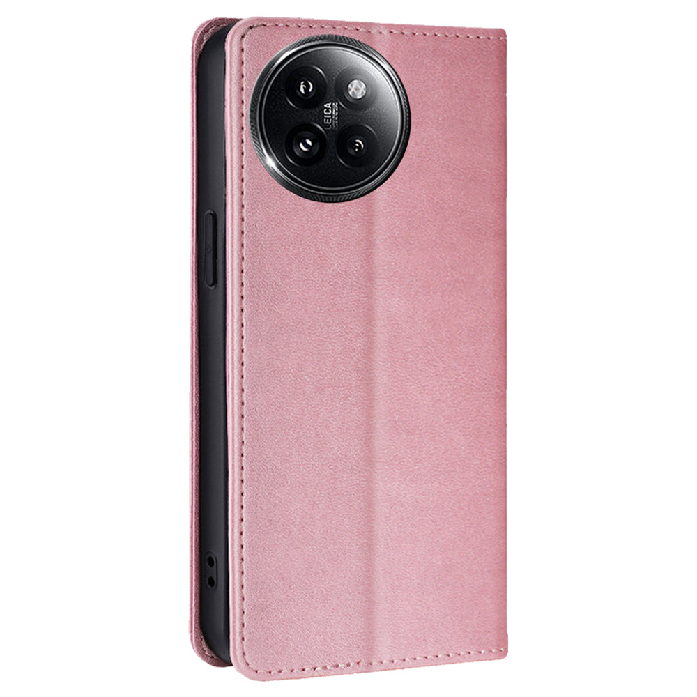 For Xiaomi Civi 4 Pro 5G Case Magnetic Auto-absorbed Leather Wallet Phone Cover - Rose Gold