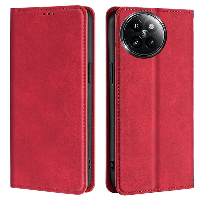 For Xiaomi Civi 4 Pro 5G Case Card Holder Magnetic Closing Leather Phone Cover - Red