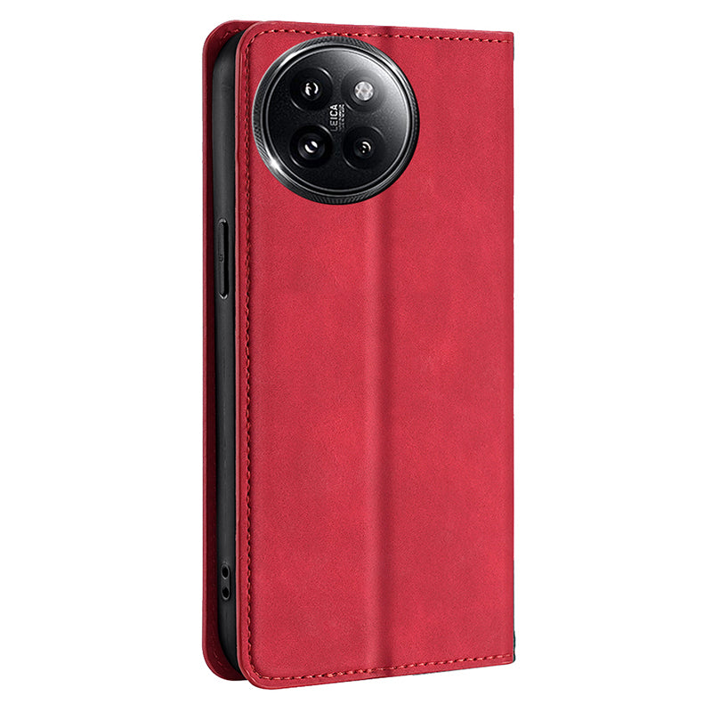 For Xiaomi Civi 4 Pro 5G Case Card Holder Magnetic Closing Leather Phone Cover - Red
