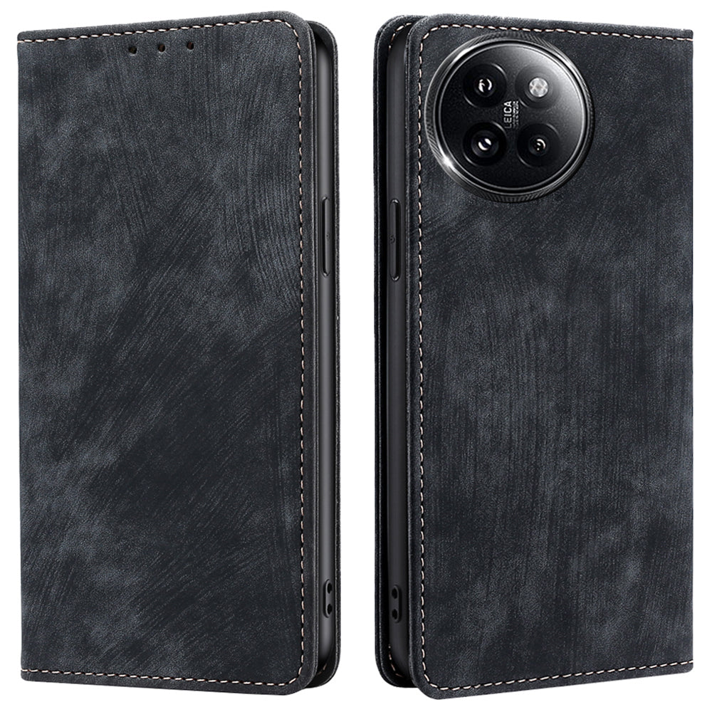 For Xiaomi Civi 4 Pro 5G Magnetic Phone Case RFID Blocking Card Slots Leather Cover - Black