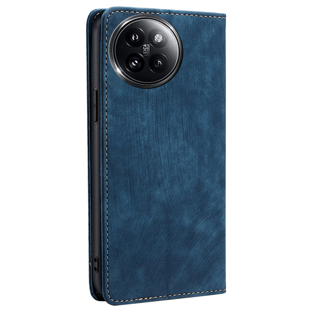 For Xiaomi Civi 4 Pro 5G Magnetic Phone Case RFID Blocking Card Slots Leather Cover - Blue