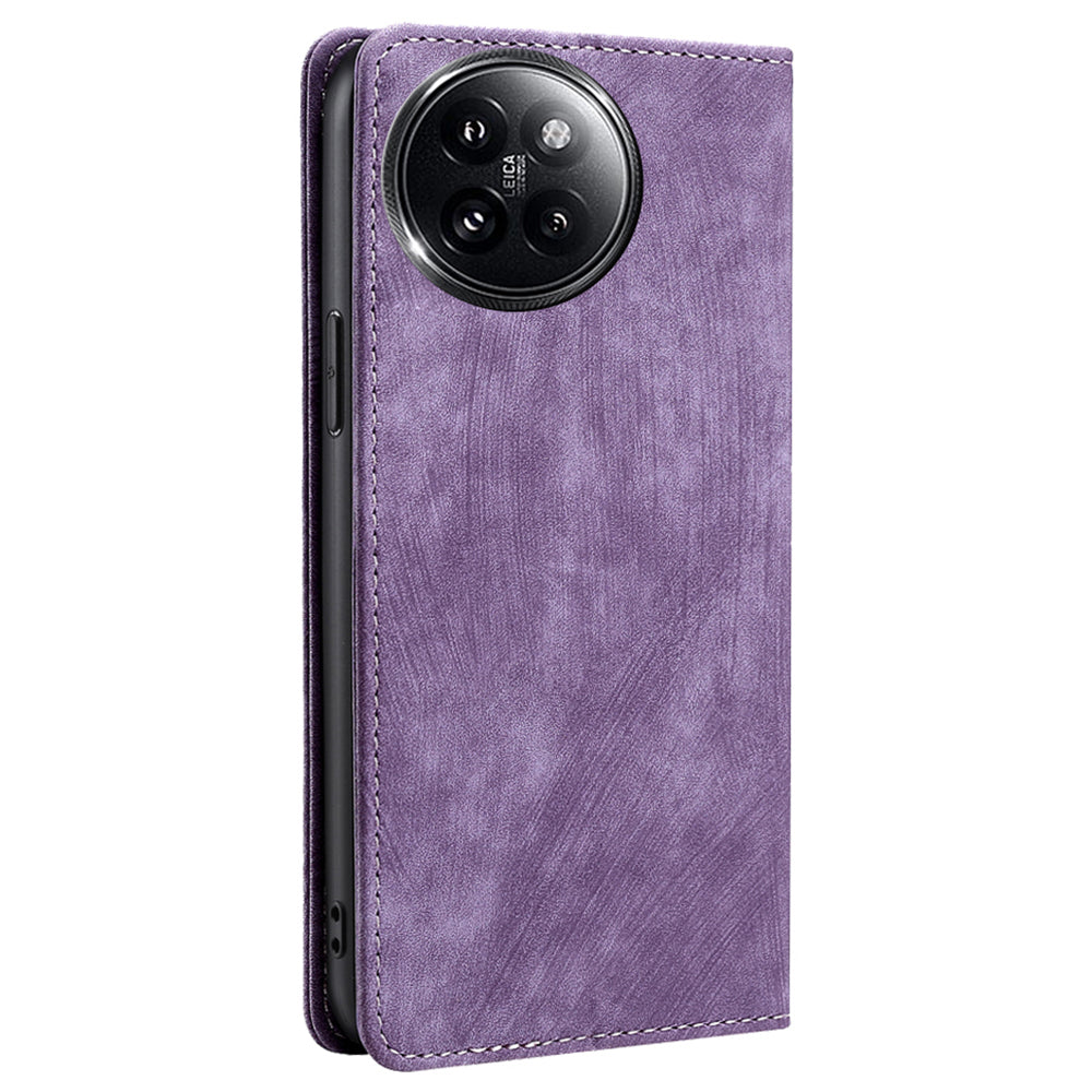 For Xiaomi Civi 4 Pro 5G Magnetic Phone Case RFID Blocking Card Slots Leather Cover - Purple