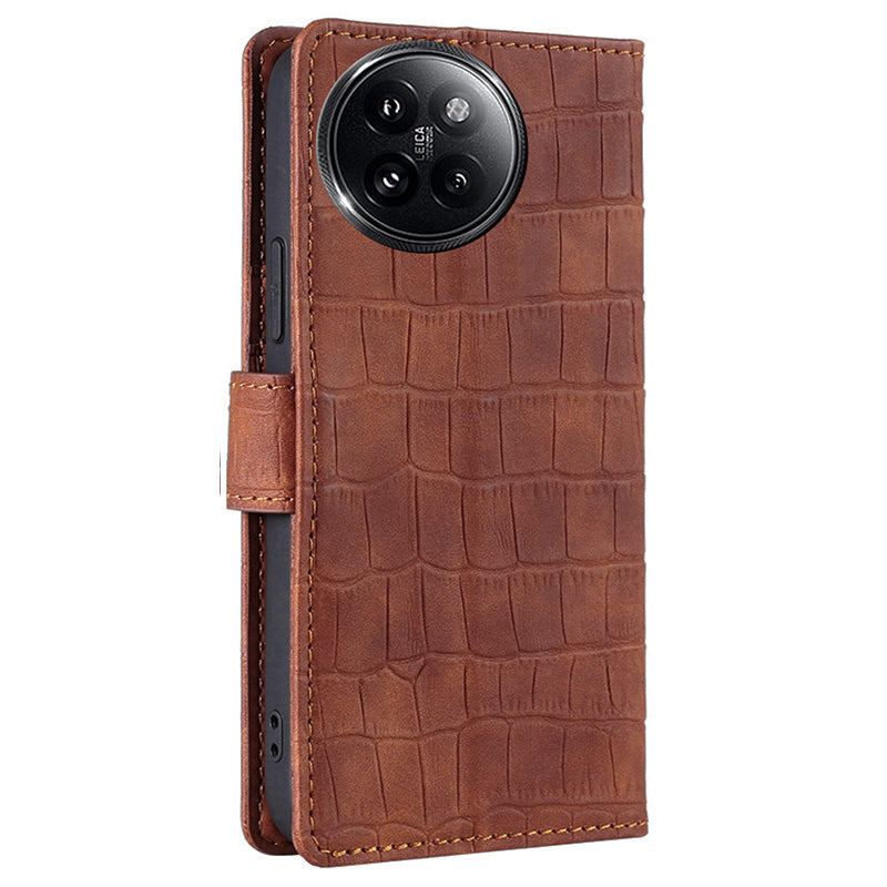 For Xiaomi Civi 4 Pro 5G Magnetic Phone Case Crocodile Texture Leather Cover - Brown