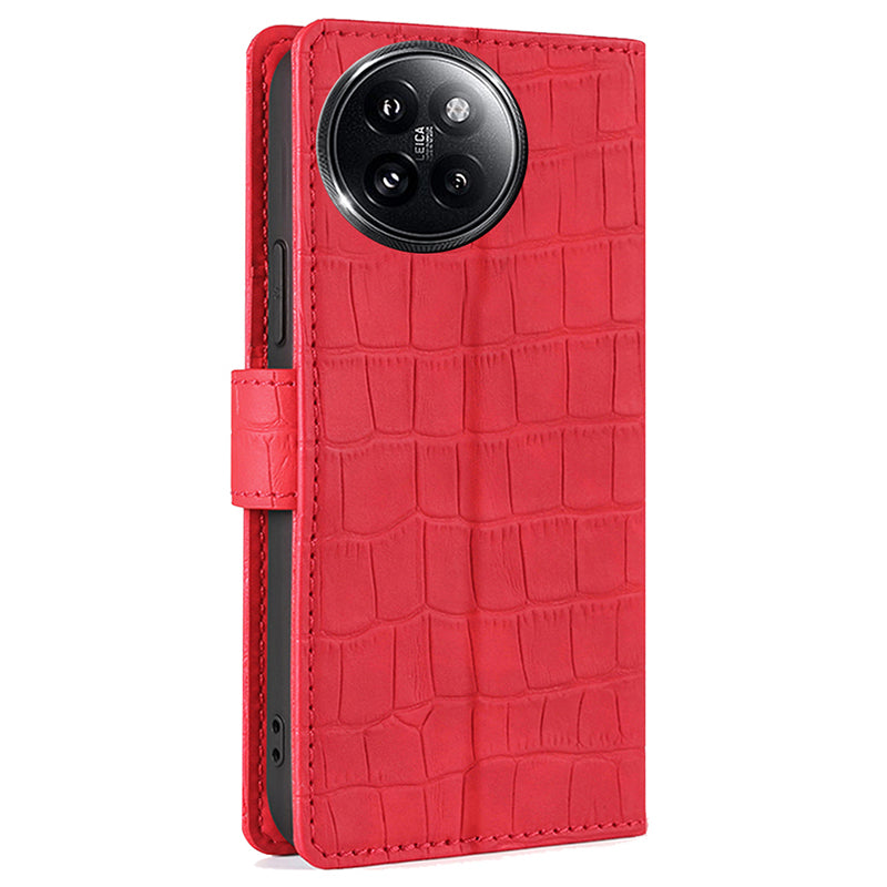 For Xiaomi Civi 4 Pro 5G Magnetic Phone Case Crocodile Texture Leather Cover - Red