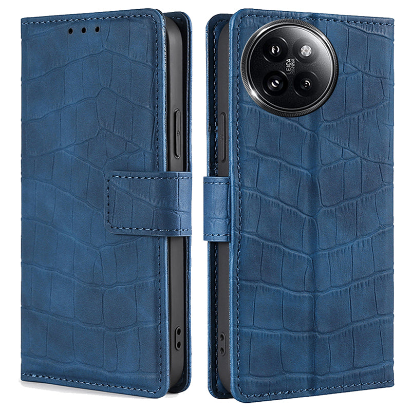 For Xiaomi Civi 4 Pro 5G Magnetic Phone Case Crocodile Texture Leather Cover - Blue