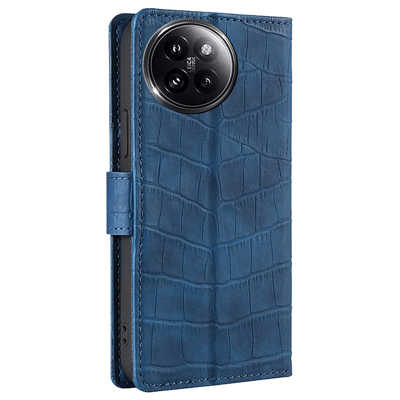 For Xiaomi Civi 4 Pro 5G Magnetic Phone Case Crocodile Texture Leather Cover - Blue