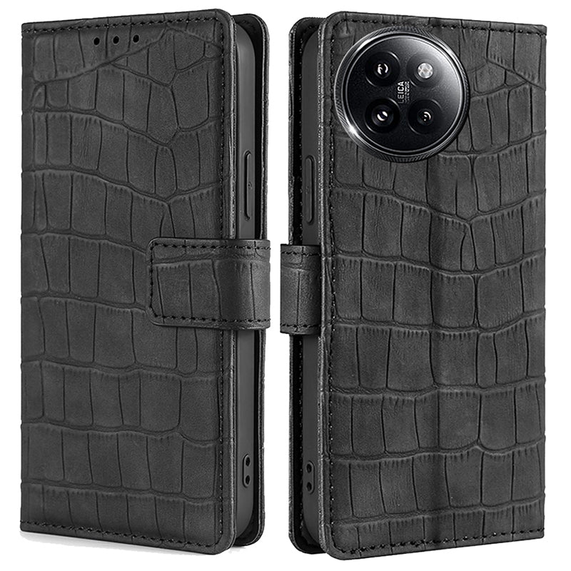 For Xiaomi Civi 4 Pro 5G Magnetic Phone Case Crocodile Texture Leather Cover - Black