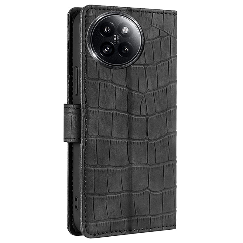 For Xiaomi Civi 4 Pro 5G Magnetic Phone Case Crocodile Texture Leather Cover - Black