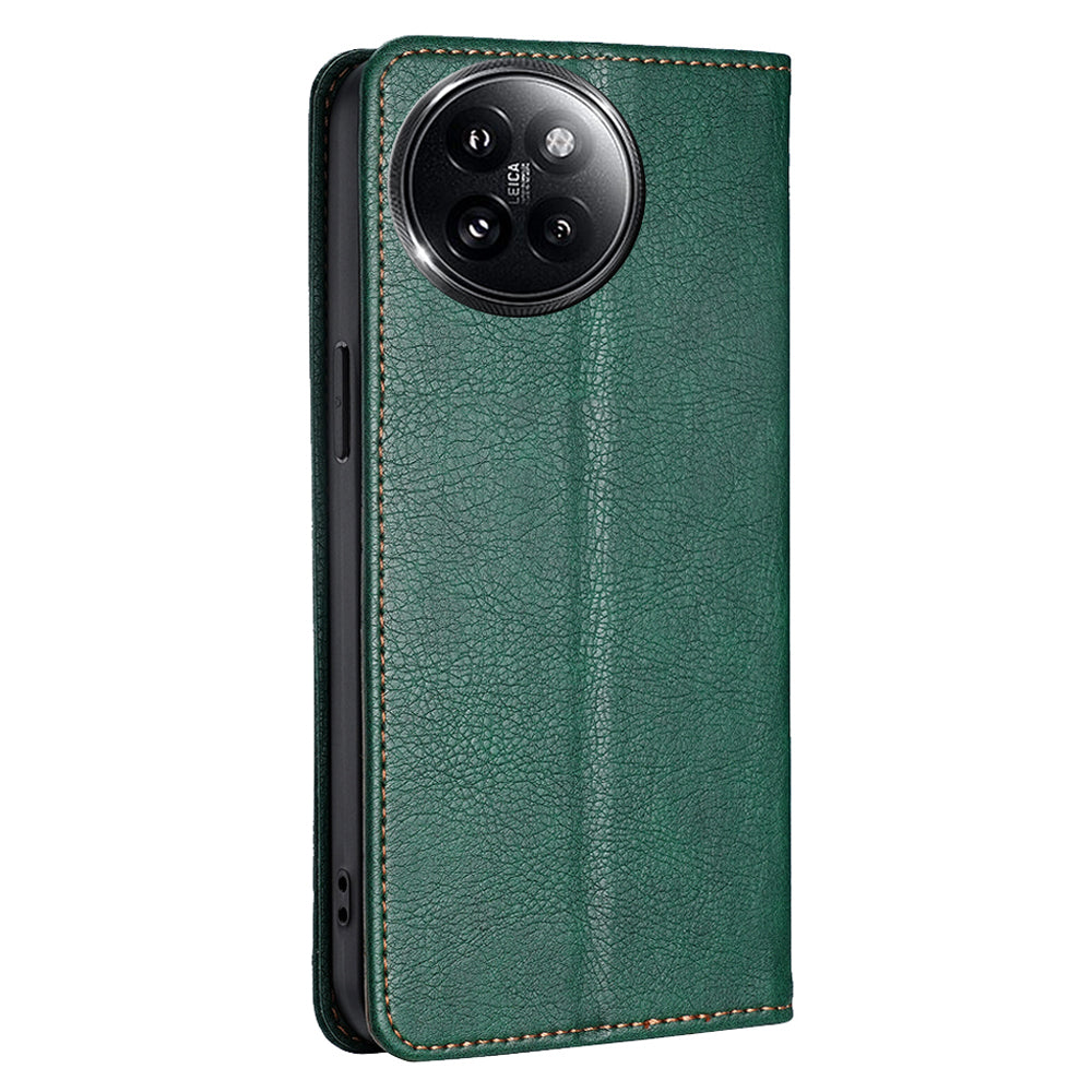 For Xiaomi Civi 4 Pro 5G Case PU Leather Magnetic Closing Wallet Phone Cover - Green