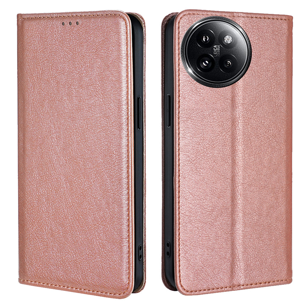 For Xiaomi Civi 4 Pro 5G Case PU Leather Magnetic Closing Wallet Phone Cover - Rose Gold
