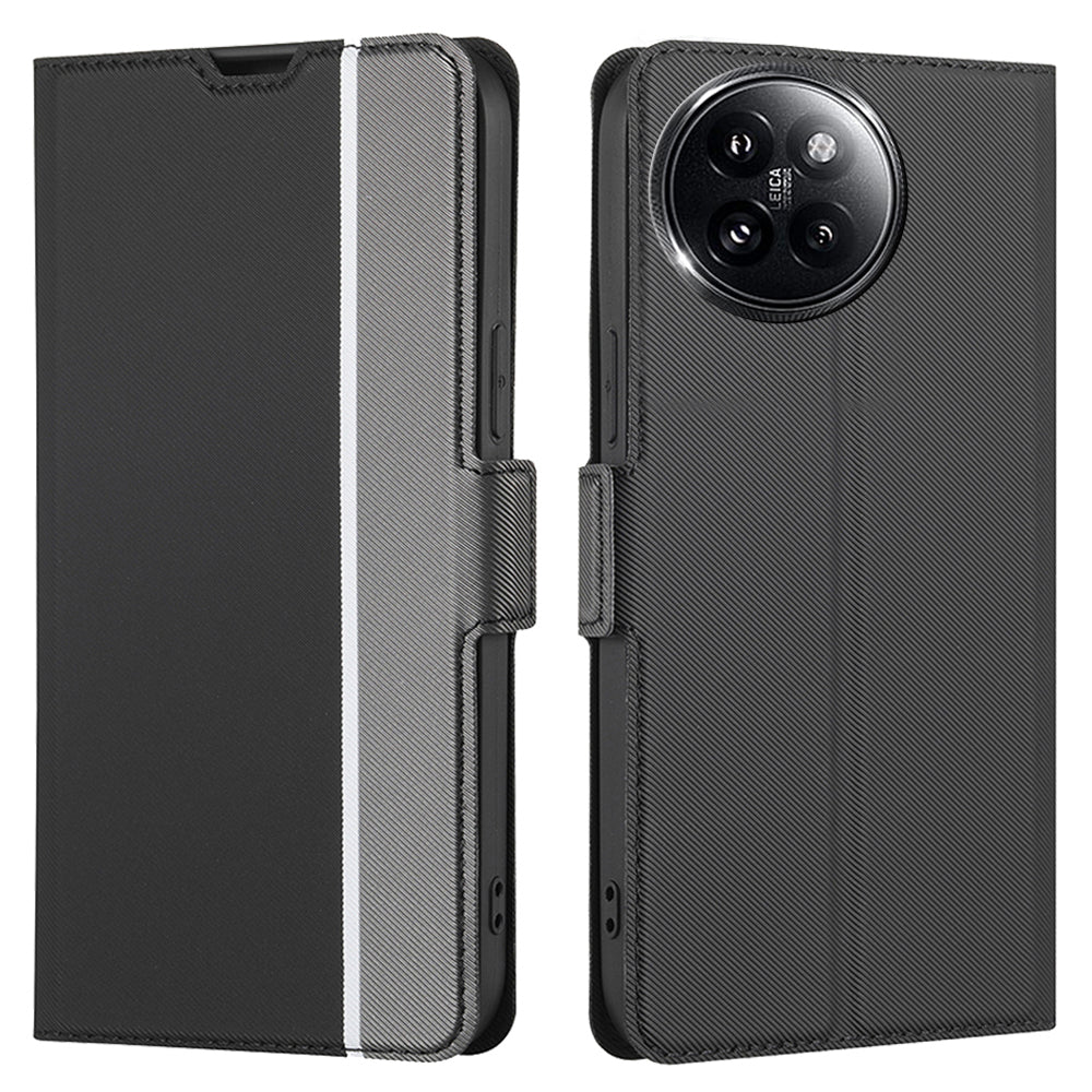 For Xiaomi Civi 4 Pro 5G Case Leather Twill Texture Card Slots Anti-scratch Phone Cover - Black