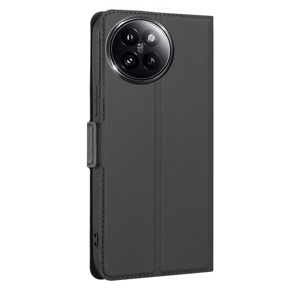For Xiaomi Civi 4 Pro 5G Case Leather Twill Texture Card Slots Anti-scratch Phone Cover - Black