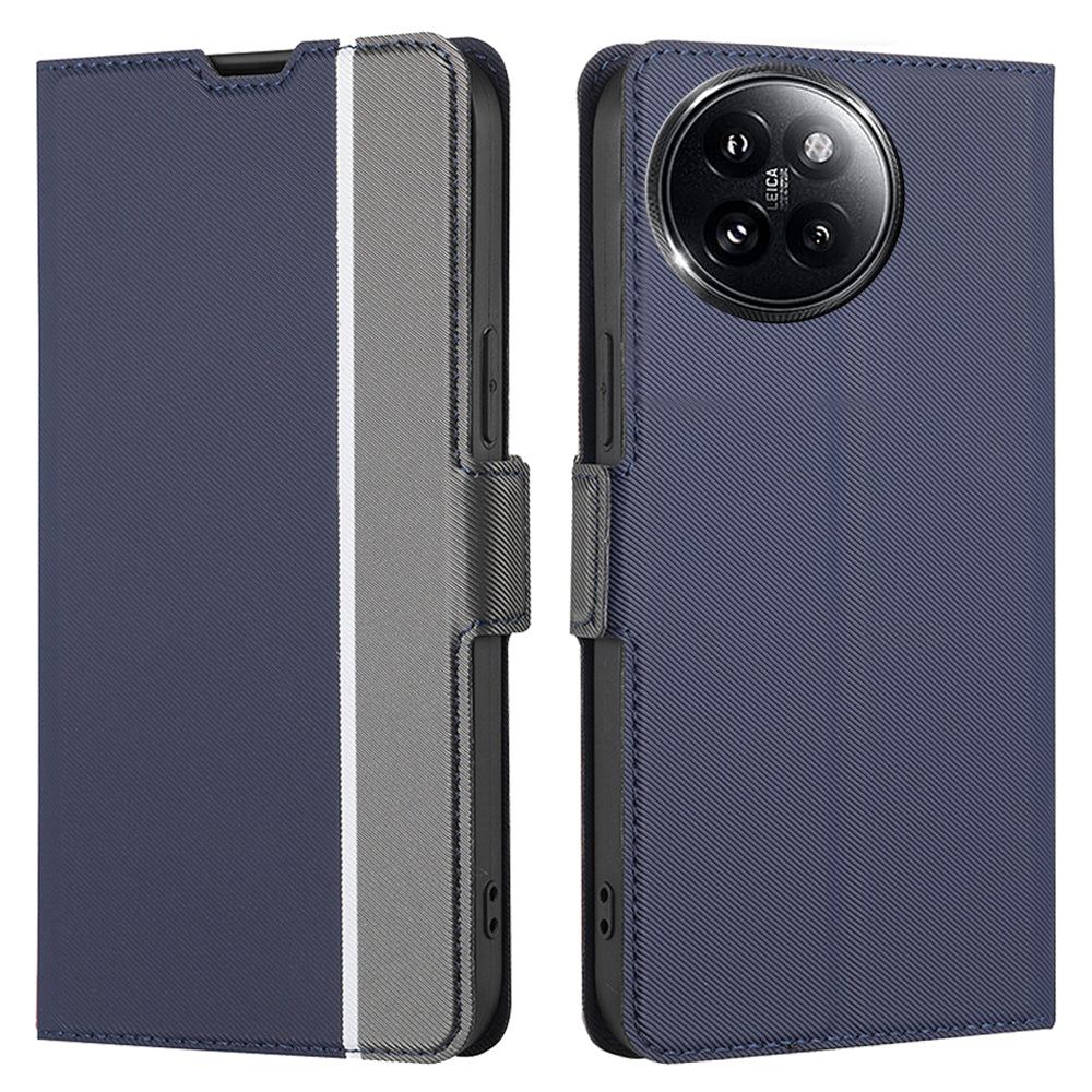For Xiaomi Civi 4 Pro 5G Case Leather Twill Texture Card Slots Anti-scratch Phone Cover - Blue