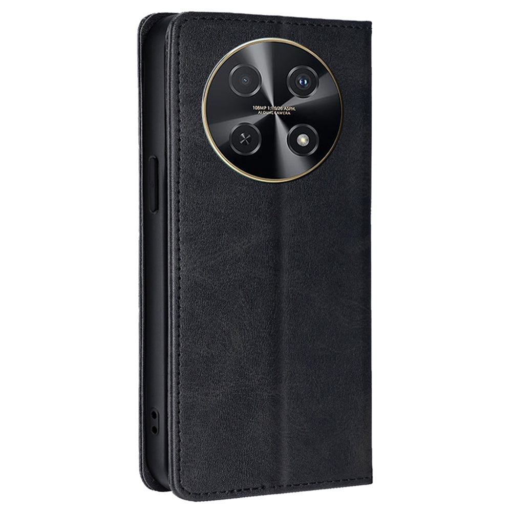 For Huawei nova 12i 4G Wallet Case Magnetic Closure Leather Phone Cover - Black