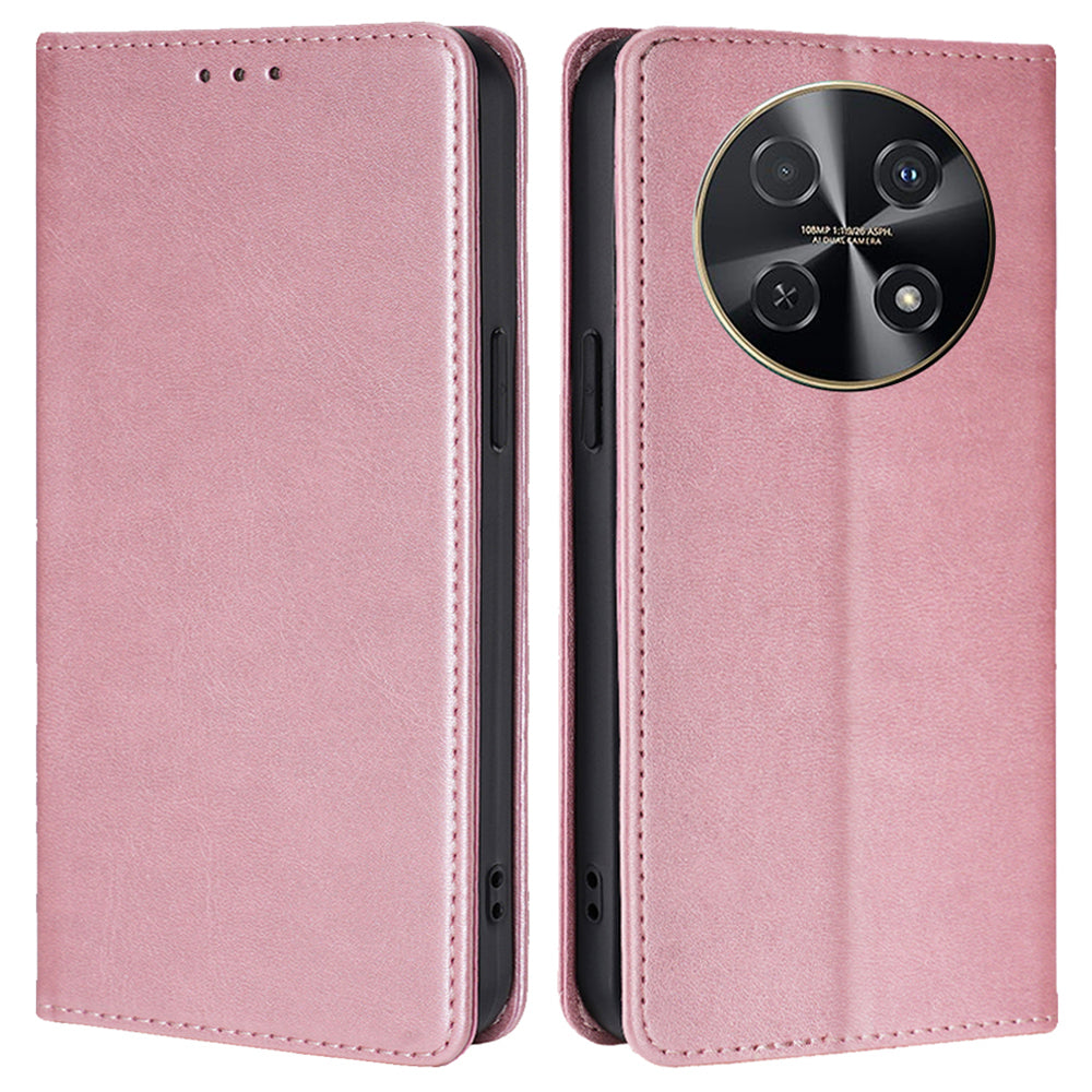 For Huawei nova 12i 4G Wallet Case Magnetic Closure Leather Phone Cover - Rose Gold