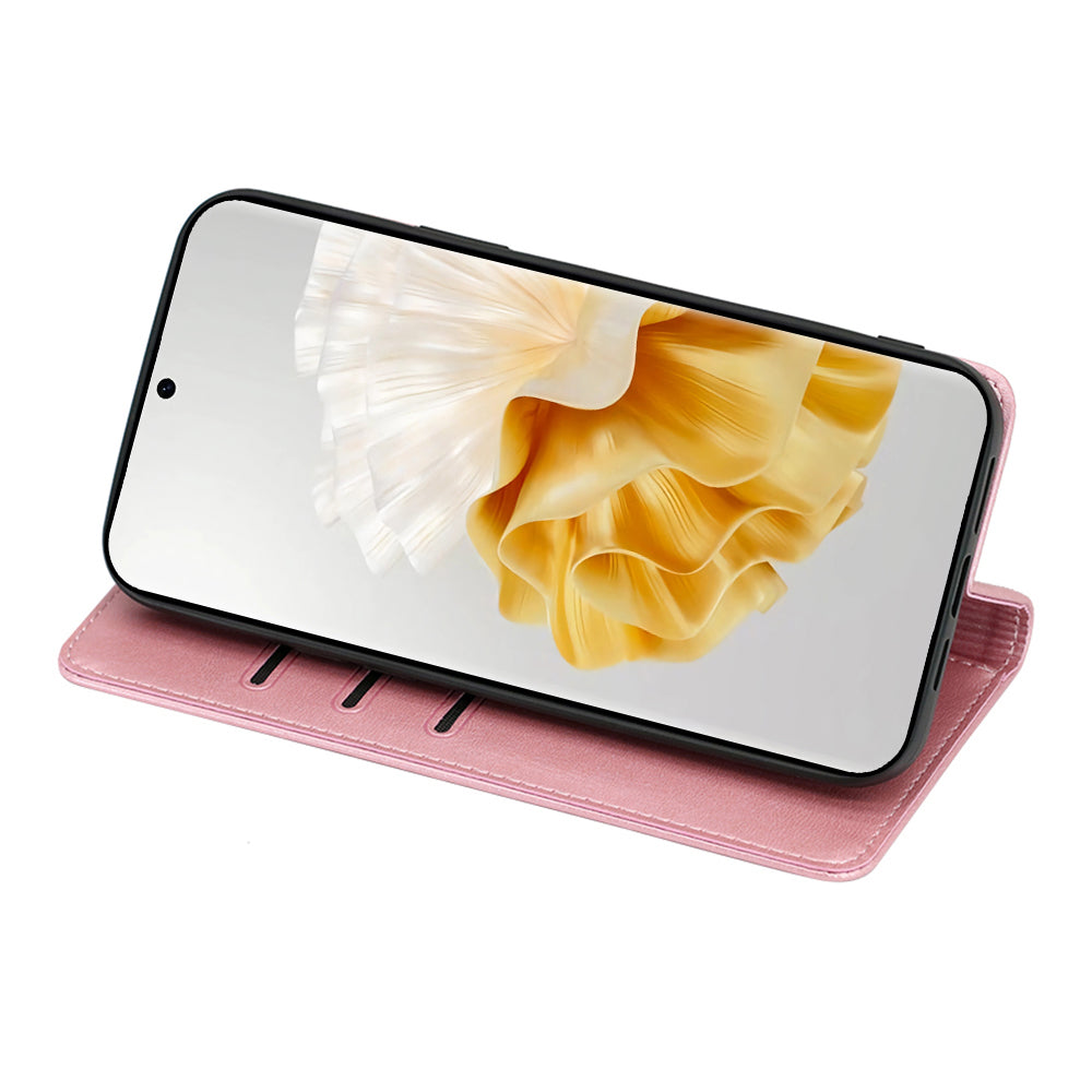 For Huawei nova 12i 4G Wallet Case Magnetic Closure Leather Phone Cover - Rose Gold