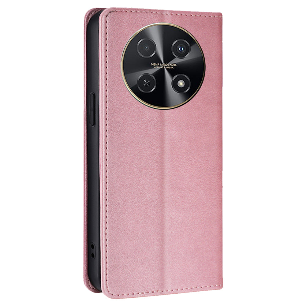 For Huawei nova 12i 4G Wallet Case Magnetic Closure Leather Phone Cover - Rose Gold