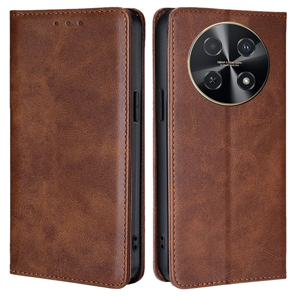 For Huawei nova 12i 4G Wallet Case Magnetic Closure Leather Phone Cover - Brown