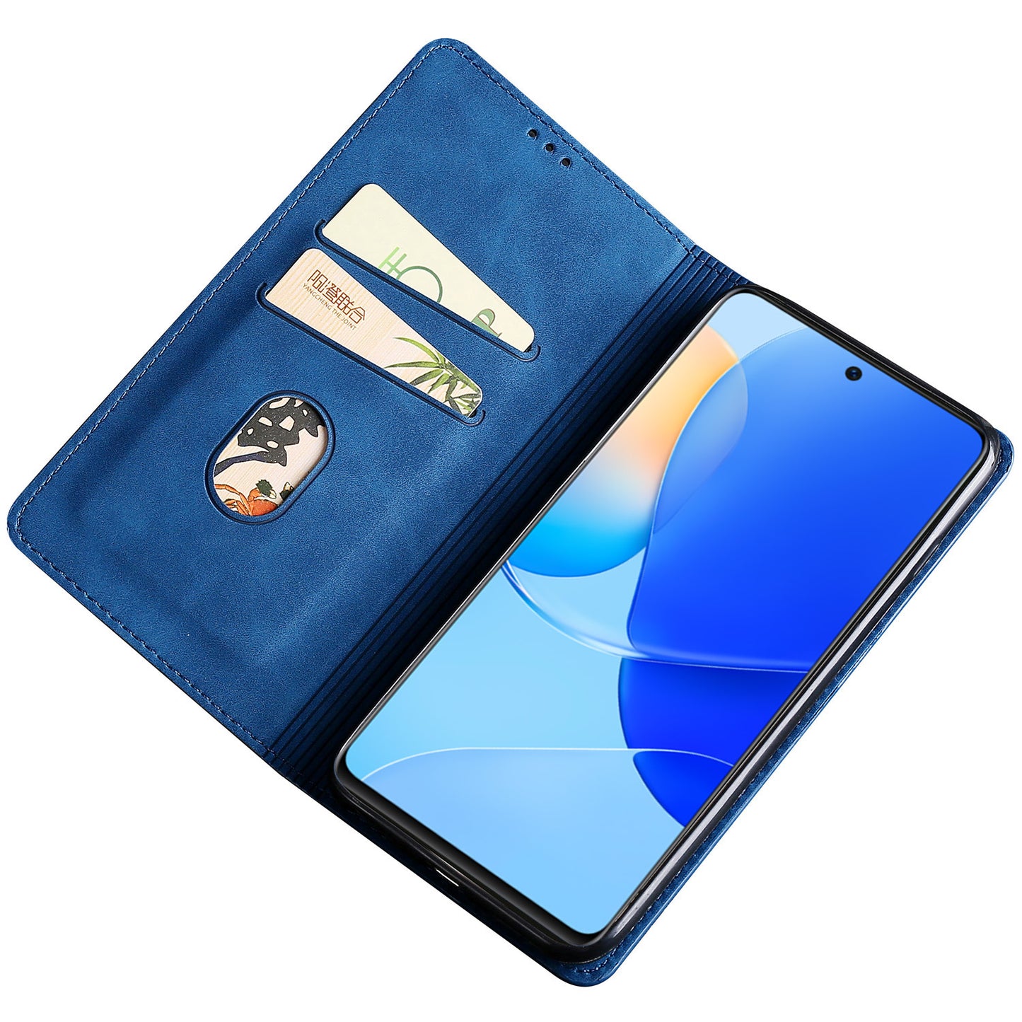 For Huawei nova 12i 4G Anti-Scratch Phone Case Anti-Drop Stand Card Holder PU Leather Phone Cover - Blue