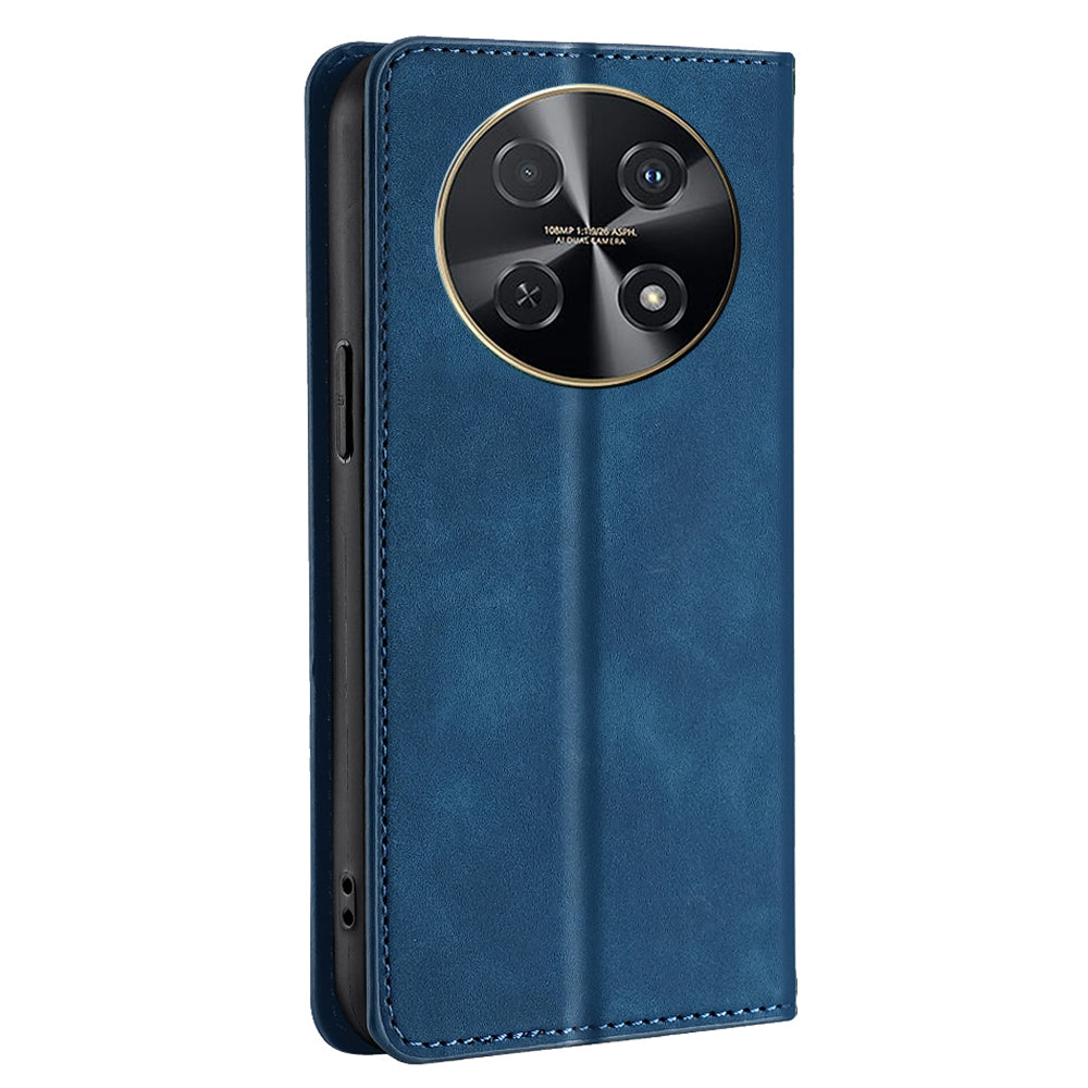 For Huawei nova 12i 4G Anti-Scratch Phone Case Anti-Drop Stand Card Holder PU Leather Phone Cover - Blue