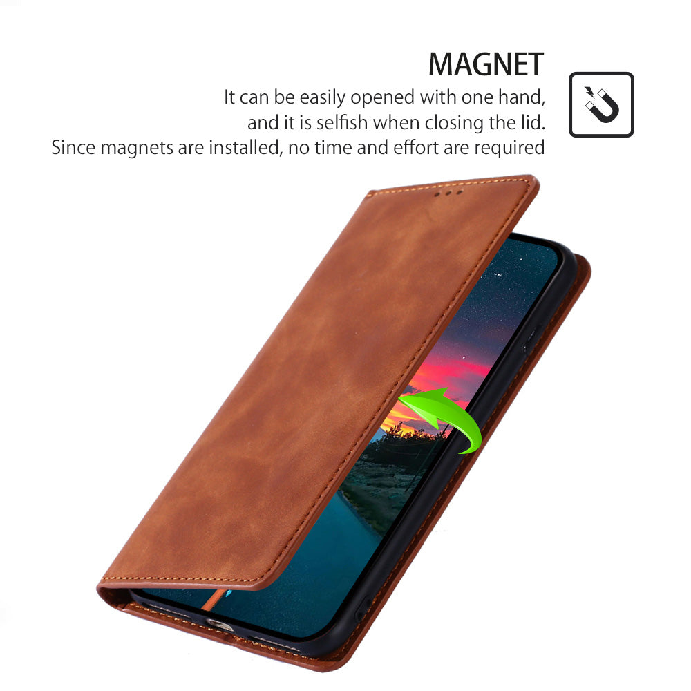 For Huawei nova 12i 4G Anti-Scratch Phone Case Anti-Drop Stand Card Holder PU Leather Phone Cover - Light Brown