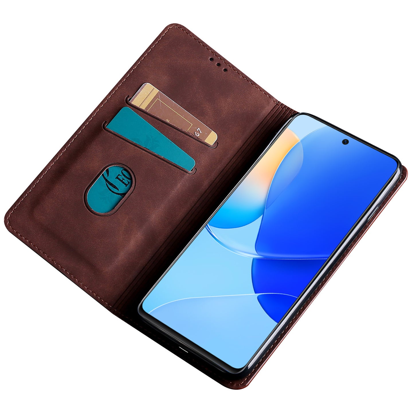 For Huawei nova 12i 4G Anti-Scratch Phone Case Anti-Drop Stand Card Holder PU Leather Phone Cover - Dark Brown