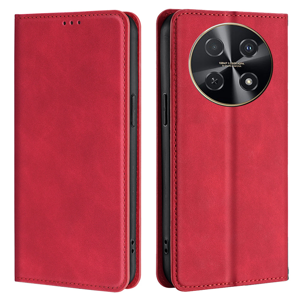For Huawei nova 12i 4G Anti-Scratch Phone Case Anti-Drop Stand Card Holder PU Leather Phone Cover - Red