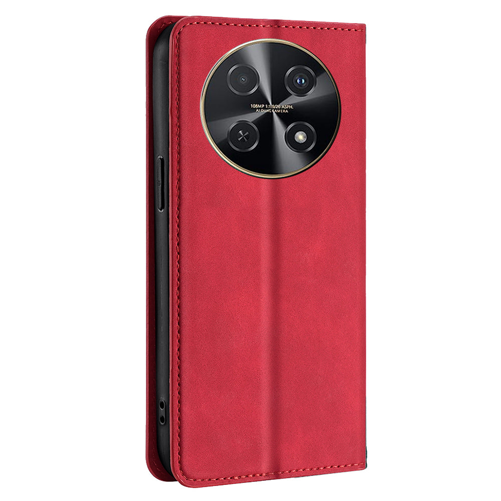 For Huawei nova 12i 4G Anti-Scratch Phone Case Anti-Drop Stand Card Holder PU Leather Phone Cover - Red