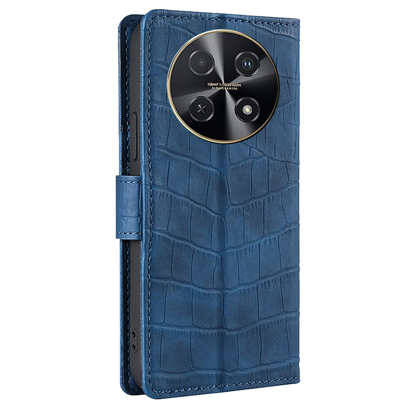 For Huawei nova 12i 4G Fully Wrapped Leather Case Crocodile Texture Magnetic Phone Cover - Blue