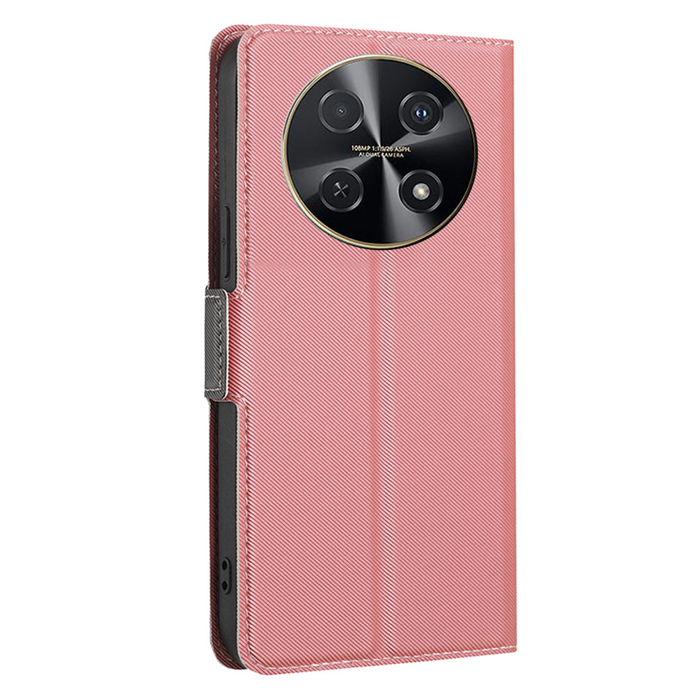 For Huawei nova 12i 4G Twill Texture Case Card Slots Anti-scratch Mobile Phone Leather Cover - Pink