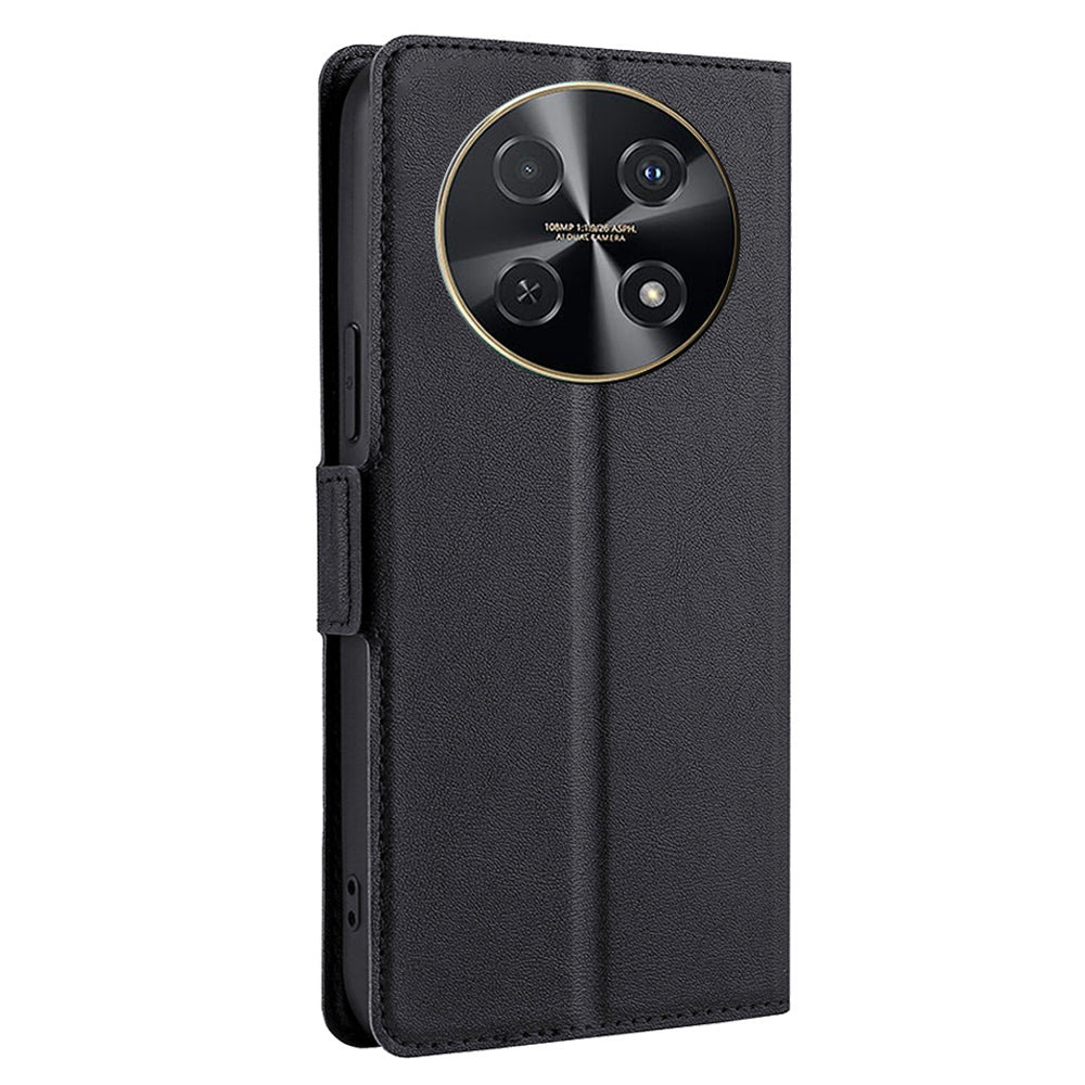 For Huawei nova 12i 4G Case PU Leather + TPU Protective Phone Stand Cover - Black