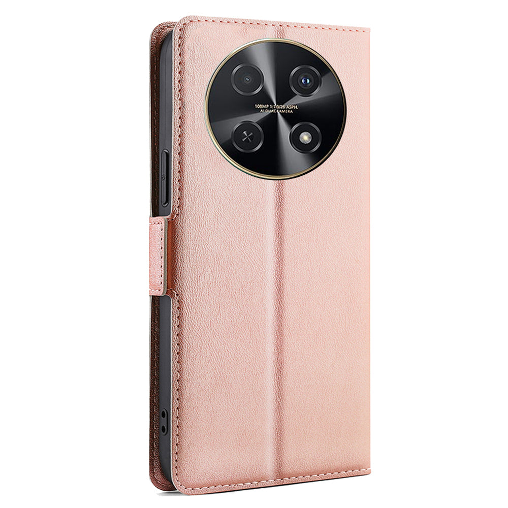 For Huawei nova 12i 4G Case PU Leather + TPU Protective Phone Stand Cover - Rose Gold