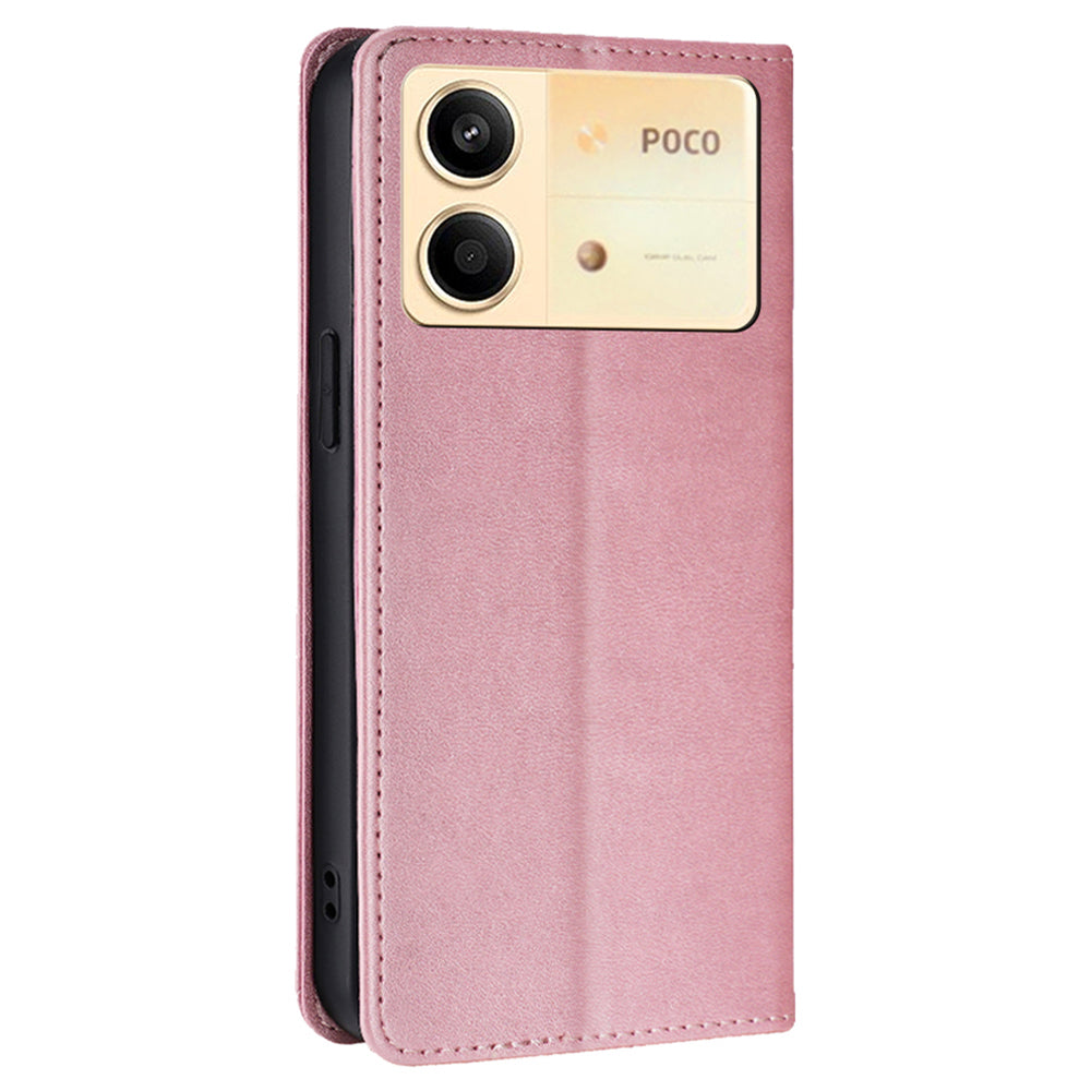 For Xiaomi Redmi Note 13R Pro 5G Phone Case Magnetic Auto-absorbed Leather Wallet Cover - Rose Gold