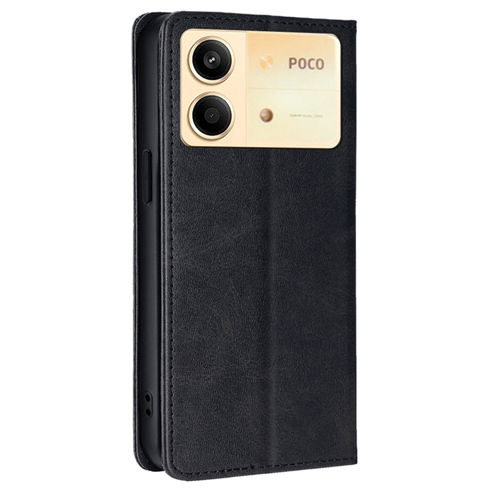 For Xiaomi Redmi Note 13R Pro 5G Phone Case Magnetic Auto-absorbed Leather Wallet Cover - Black